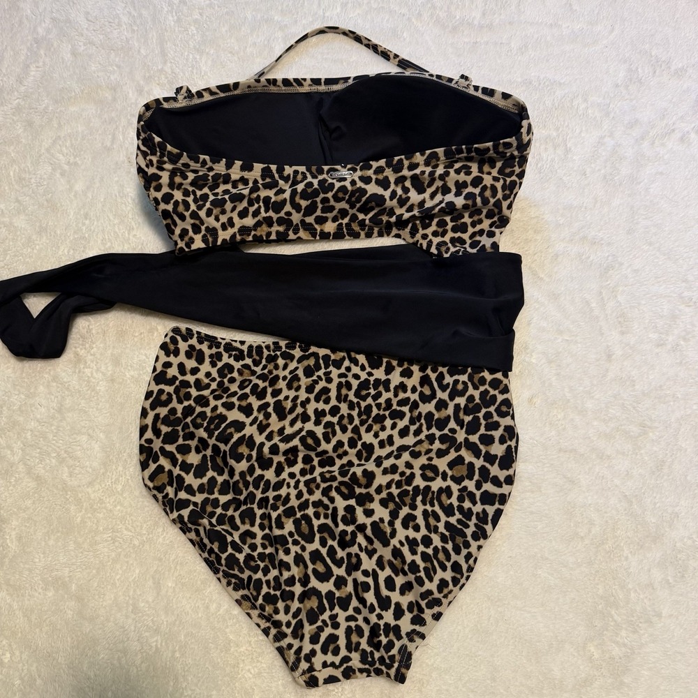 Dkny Women's Cut-Out Animal-Print Bandeau One-Piece Swimsuit  Multi Size 12 - Picture 7 of 11